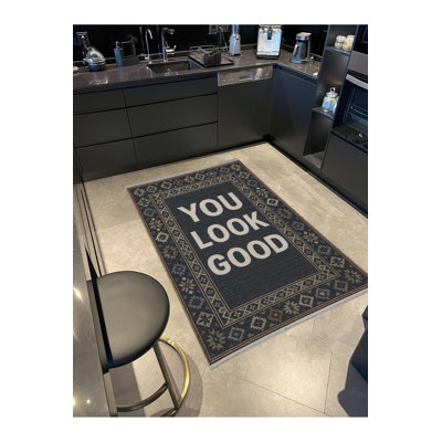 Tapis tissé traditionnel bleu marine Mosso