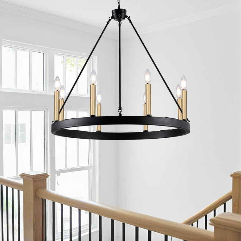 Clift 8-Light Candle-Style Wagon Wheel Chandelier