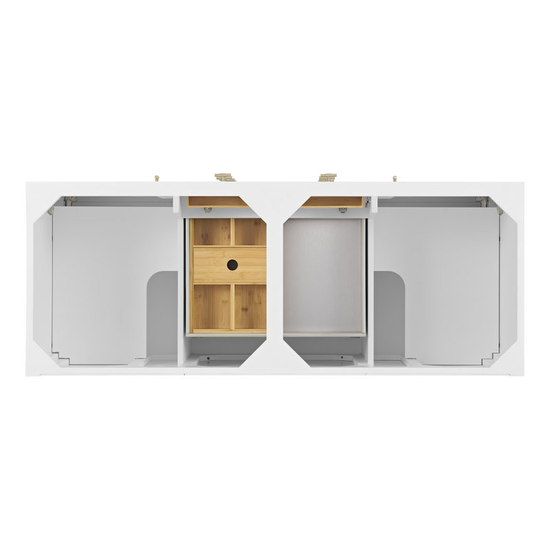 Myrrin 60'' W Double Bathroom Vanity Base, White