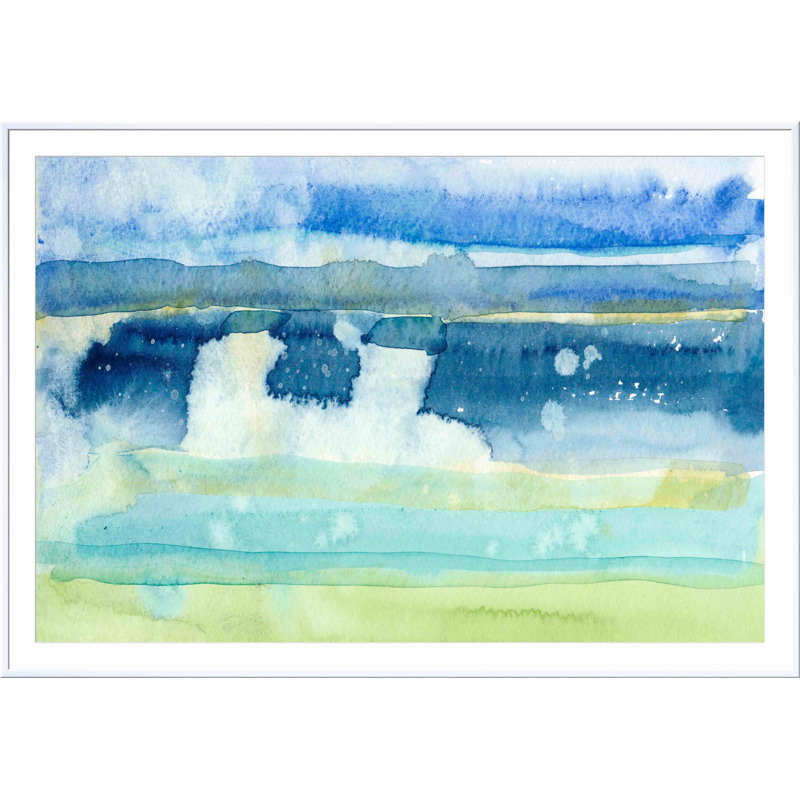 «Gulf Shore I» par Alicia Ludwig - peinture encadrée, H 20 po x l 30 po, Blanc