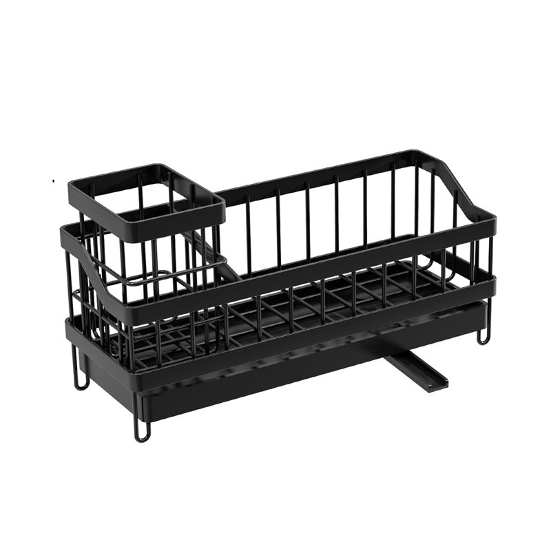 Wall-Mounted Sink Organizer Rack With Long Brush And Sponge Holder