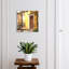 Key storage cabinet, Opens to the right, 30x30x5, Black, Sunny patio with orange trees and metal chairs, 