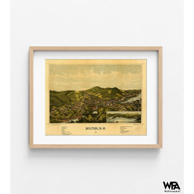 «Milton-New Hampshire 1888», reproduction de l'histoire du New Hampshire, affiche antique de Milton, art mural de l'histoire des États-Unis, décor de bibliothèque affiche historique
