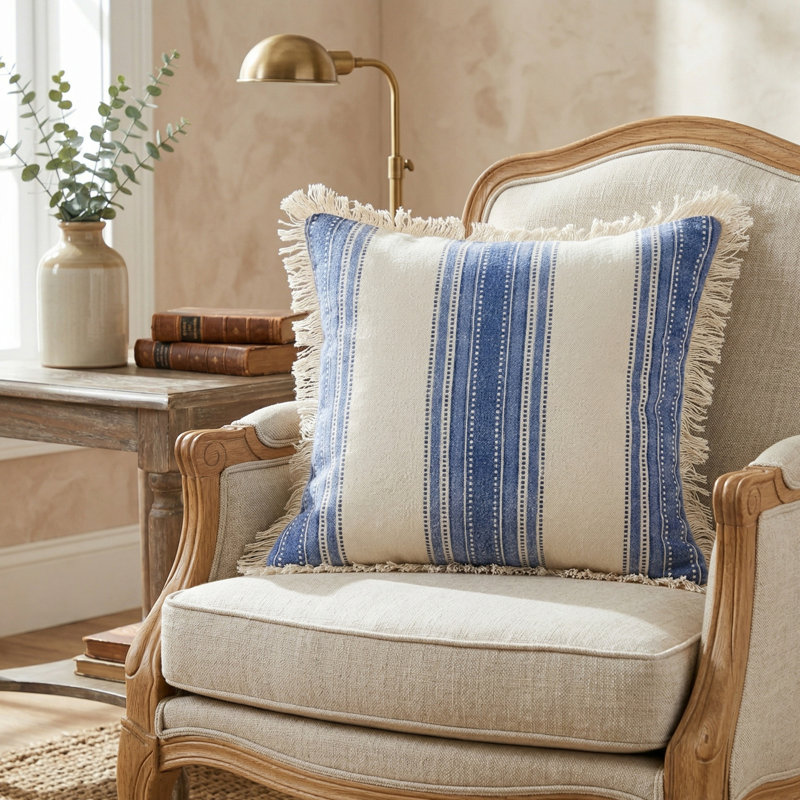 Cotton Striped Throw Pillow Cover, Pillow Cover Only - No Insert