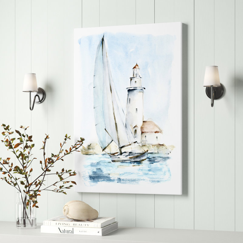 «Sailing Into The Harbor I» par Ethan Harper - peinture sur toile tendue, H 36 po x l 24 po x P 1,25 po, Non