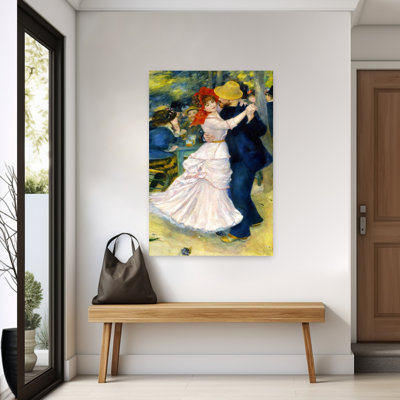 Dance At Bougival Classic Colorful Contemporary Summer Wall Art Print by Pierre-Auguste Renoir - 1 Piece Wrapped Canvas Wall Art