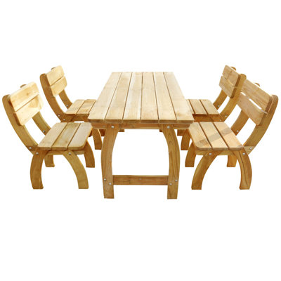 Huber 4 - Person Pine Solid Wood Patio Dining Set Rectangular Table