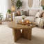 Table basse ronde, centre de table moderne en bois de 31,5 pouces avec base robuste pour le salon, les appartements et les petits espaces, chêne