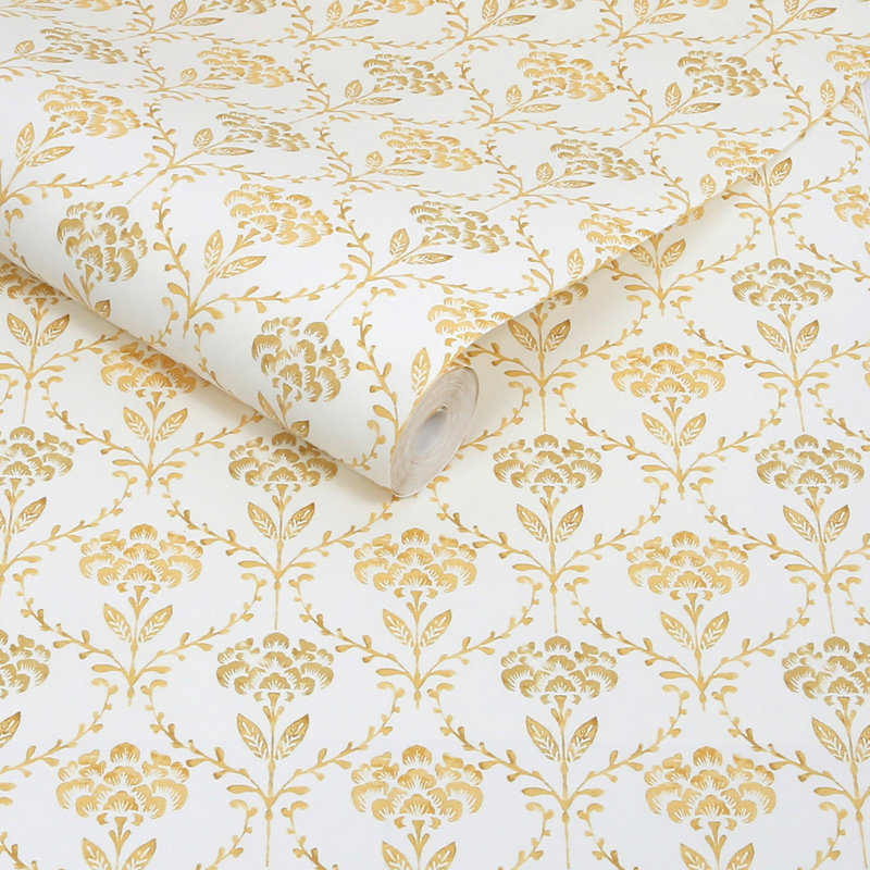  Chateau Fleur Ochre Wallpaper, Yellow