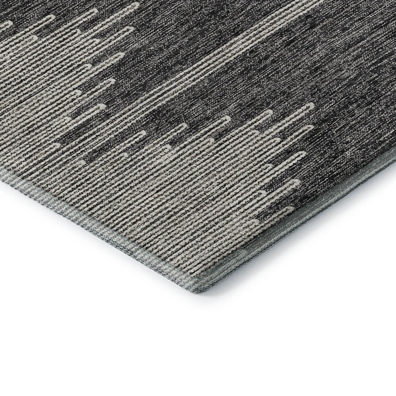 Premium Machine Washable Cerrito Charcoal Rug, Rectangle 8' x 10'