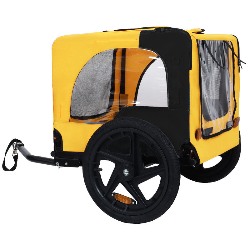 Chariot pour chien avec bicyclette, adapté aux petits et moyens animaux, cadre de chariot pliant facile, roue à dégagement rapide, plancher antidérapant, laisse intérieure