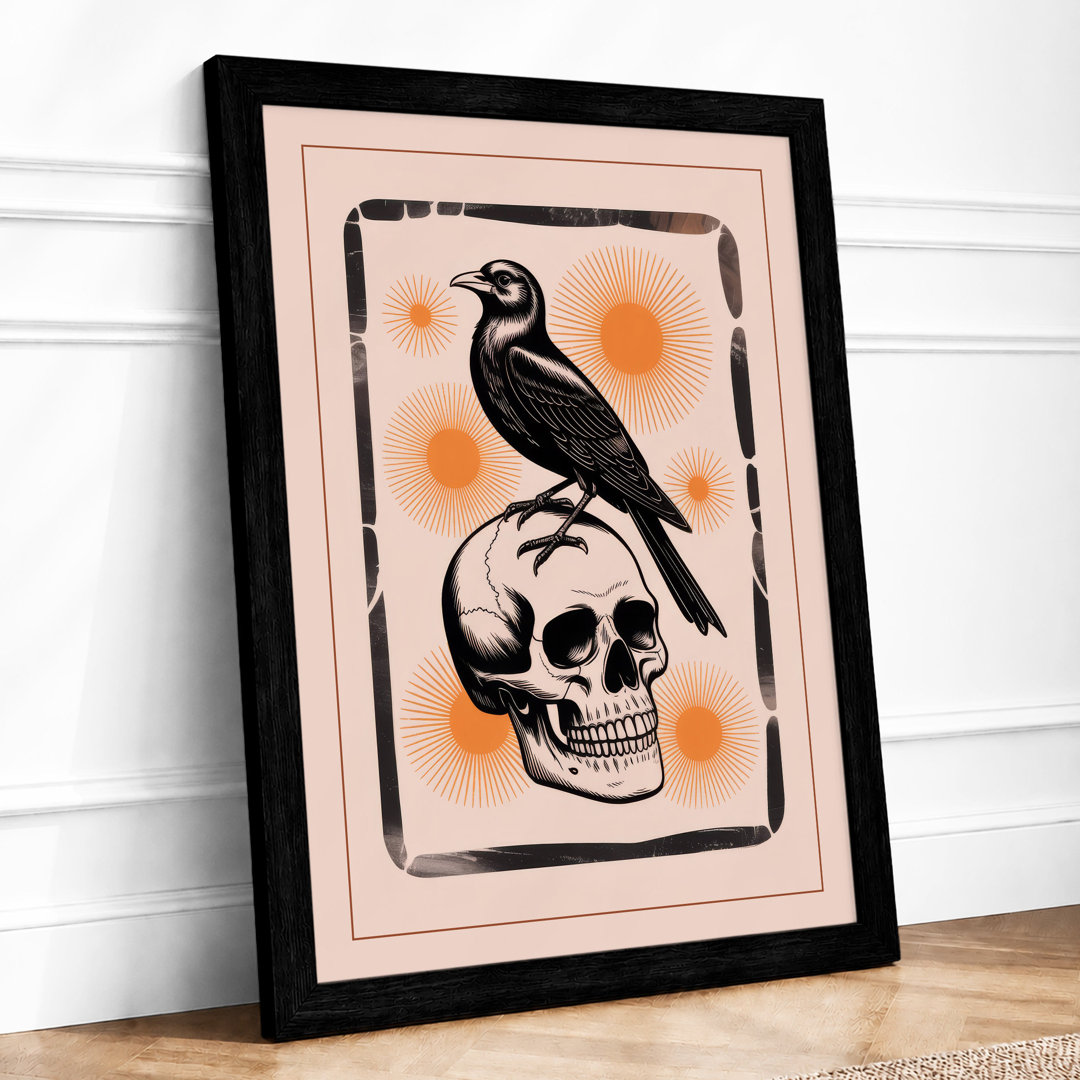 Raven and Skull Modern - Framed Print