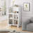 45.28" H Storage Cabinet, Bathroom Floor Cabinet With Glass Door And Shelves,  Freestanding Display Storage Cabinet For Bathroom, Living Room, Kitchen, Home Office,White