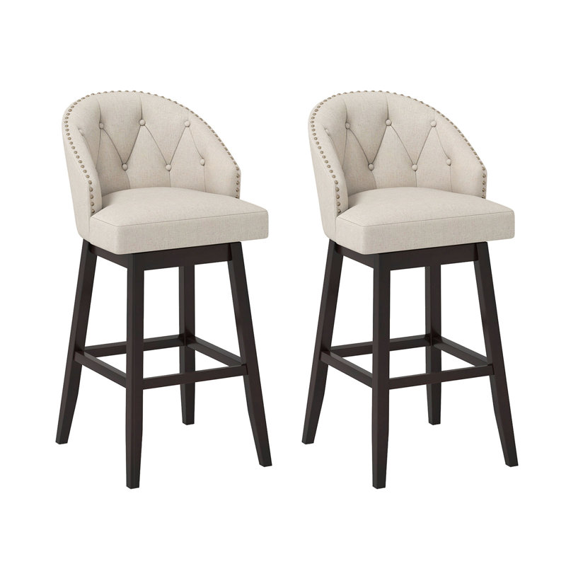 Arihan Swivel Upholstered Counter Stool with Solid Wood Frame, 2