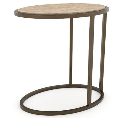 Toffee Metal/Wood Chairside Table With Compact Design And Metal Base, Versatile For Various Needs, 14.32 In Depth, 22.31 Width, 23.72 Height Top Table, Adaptation,