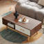 Table basse Boho avec pieds en bois massif et tiroir de rangement coulissant-322085552