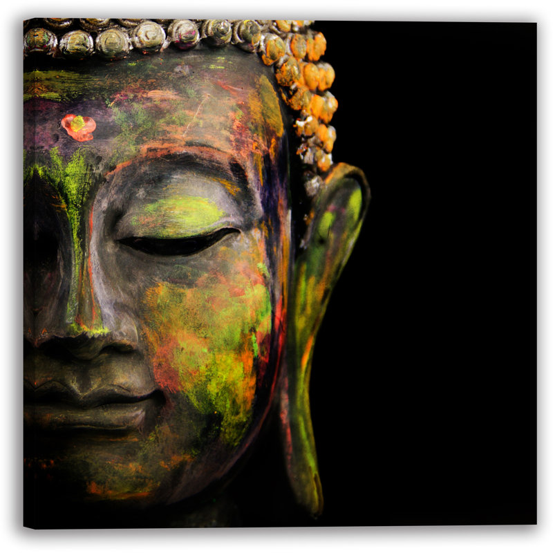 «Colorful Tranquility Buddha», reproduction d'art sur toile tendue, H 20 po x l 20 po x P 1,5 po
