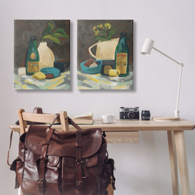 Mixed Sundries Still Life 2 PC Canvas Wall Art Set by June Erica Vess