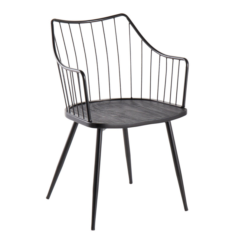 Chaise de ferme Winston en métal noir et bois noir par Lumisource