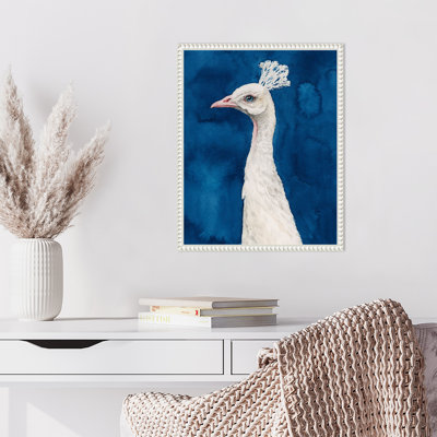 «Snowy Peacock II» par Grace Popp, reproduction d'art sur toile encadrée