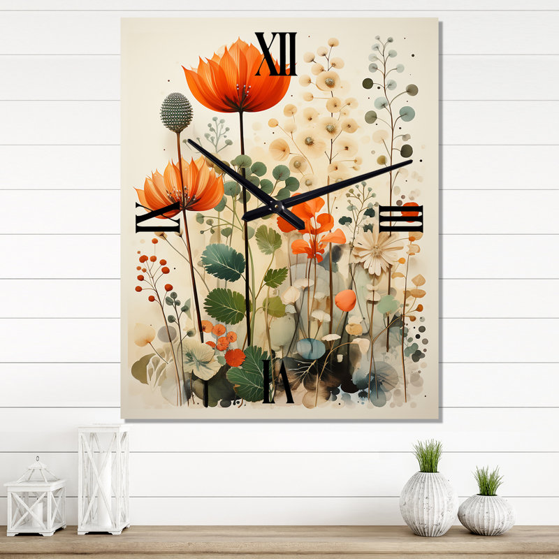 Jermane - Horloges murales Abstract Botanicals, Très grand