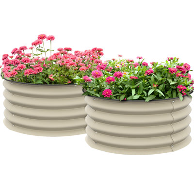 Lot de 2 jardinières galvanisées surélevées blanches. Jardinières pour plantes d'extérieur. Montage facile. Idéales pour la culture de fleurs, d'herbes aromatiques et de légumes. Acier robuste, 59,7 cm x 29,1 cm (hauteur). Installation facile.