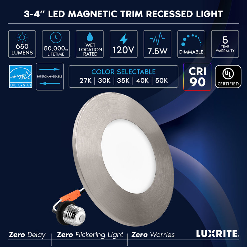 4 in. 7.5 W Dimmable LED Retrofit, Brushed Nickel