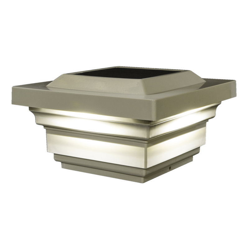 Tan PVC Solar LED Post Cap with Dusk to Dawn Sensor