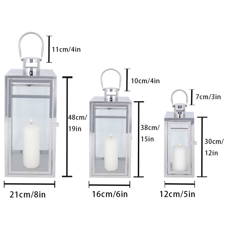 Metal Tabletop Lantern, Silver
