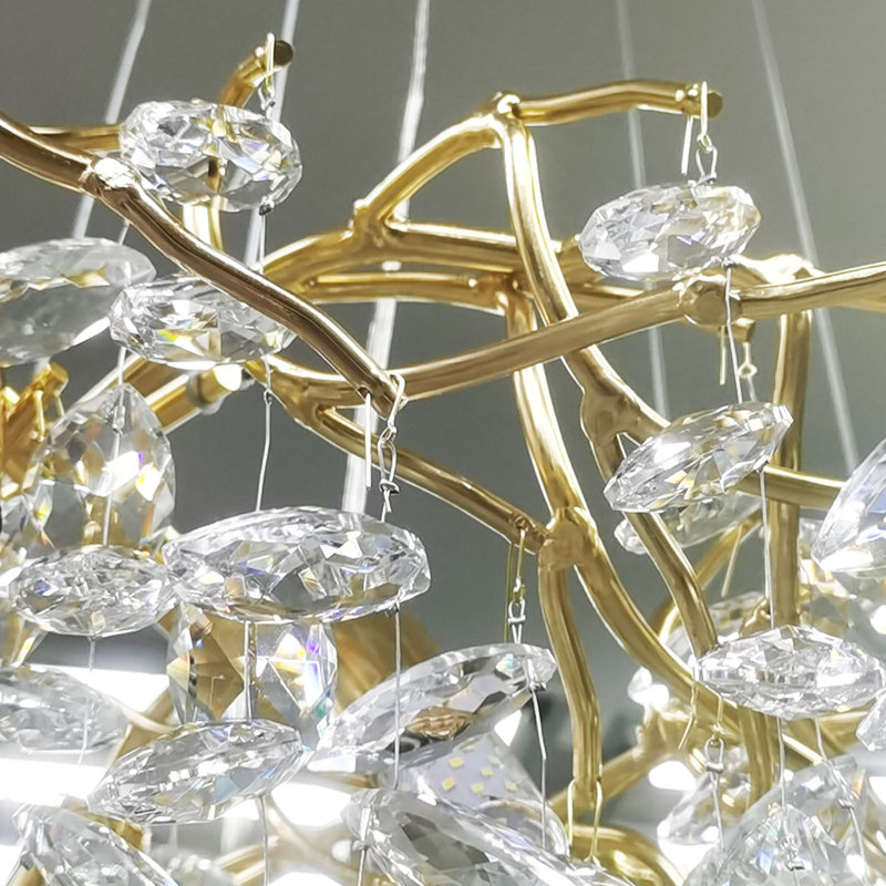 35X22X50" Modern Gold Crystal Chandelier 10 Light 35" Chandeliers For Dining Room Tree Branch Round Chandelier Linear Raindrop Chandeliers Hanging Pendant Light Fixture E48D9325F0614DCCA95CCD80DC6332FD