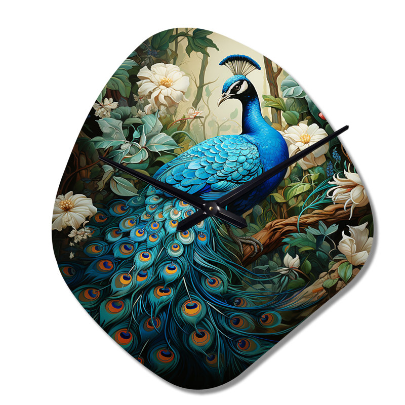 Horloge murale bleu sarcelle - paon, Grand