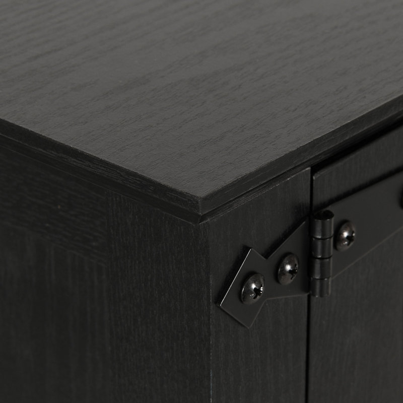 Black Farmhouse Kitchen Pantry Cabinet with Drawers and Shelves