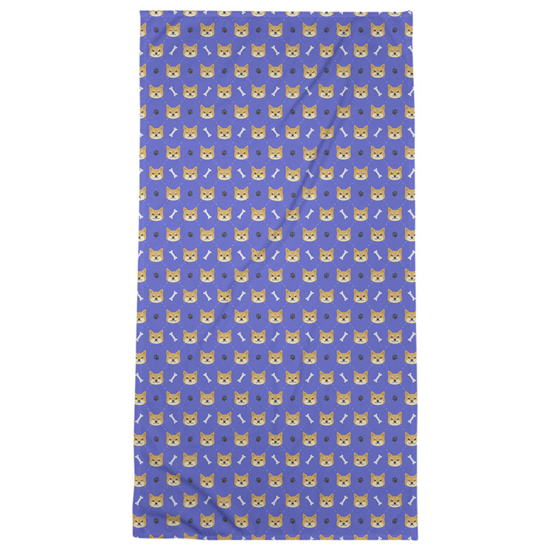Serviette de bain Shiba Inu, bleu