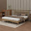 Base de lit en bois avec tête de lit en forme de gourde, lit plateforme avec support en lattes de bois-75044926