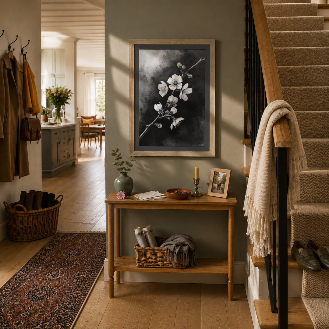Moonlit Cherry Blossom Botanical - Framed Print