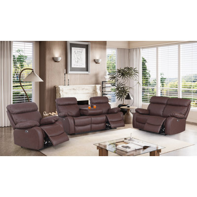 Javez 3 Piece Faux Leather Reclining Living Room Set by Latitude Run