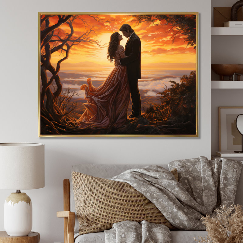 «Bethen Romantic Couple Landscape Luminous Embrace V», reproduction sur toile, H 24 po x l 32 po x P 1 po