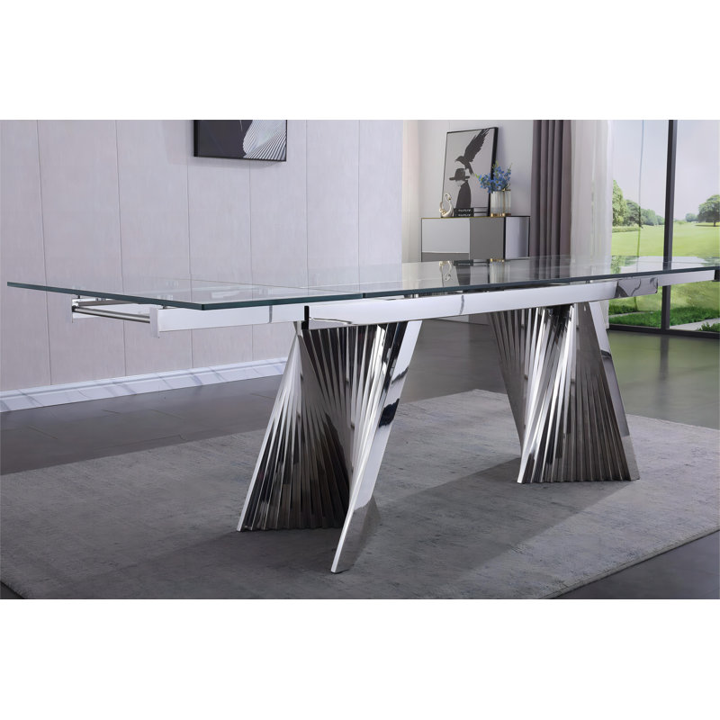 Netania Extendable Dining Table 63" to 95", 30" H x 63" L x 39.6" W