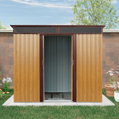 8x6 Metal Outdoor Storage Shed With Transparent Plate Coffee