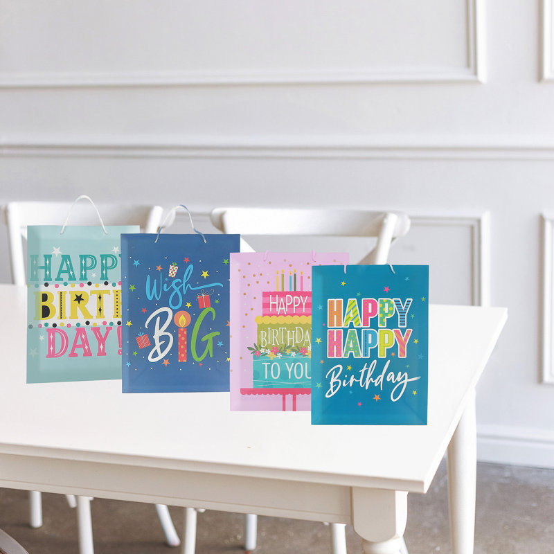 Ensemble de 12 sacs-cadeaux pour fête d'anniversaire - assortis
