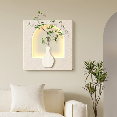 Sandstone simulation green plant light painting, living room dining table wall hanging painting