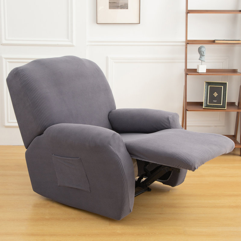 Housse pour fauteuil inclinable à coussins carrés/rectangulaires, Mélange de polyester gris