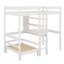Lit mezzanine convertible polyvalent avec bureau en L, tablettes et échelle robuste