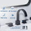Robinet de salle de bain noir mat à cascade avec robinet à 3 trous et 2 poignées avec bonde escamotable et tuyaux d'alimentation
