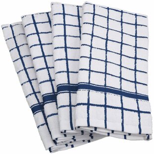 Kitchen Hand Towels 3 Pack Windowpane Soft Plush Red Blue Sage