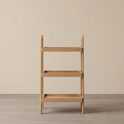 17.7"W Solid Oak Modern Leaning Ladder Shelf