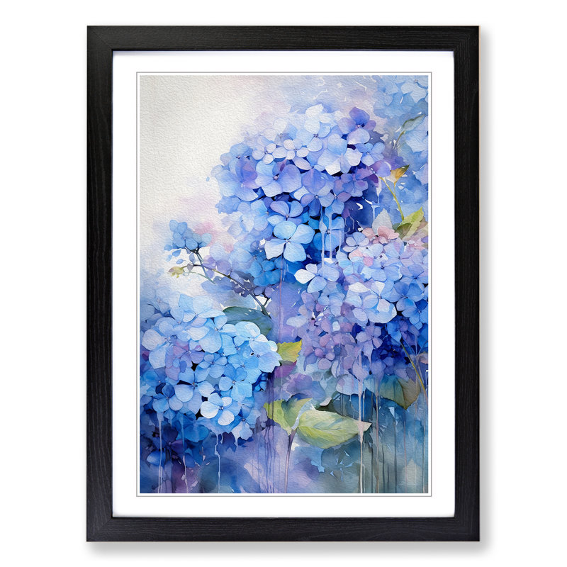 Hydrangea Action Painting Art - Framed Print, Black Framed, 34cm H x 25cm W x 2cm D