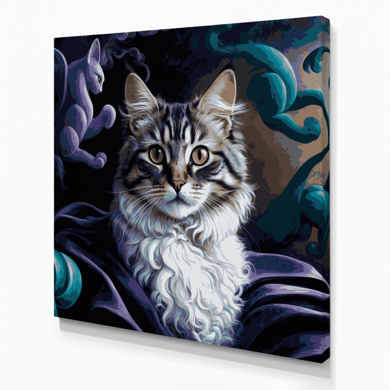 Cats Foldex Gray Canvas Wall Art, 16" H x 16" W