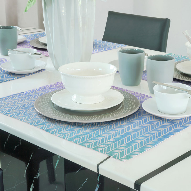 Napperon en coton 18 po herringbone, Bleu / Rose / Vert