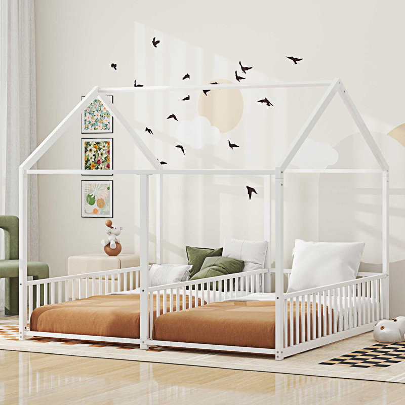 Lits plateforme en métal, Blanc antique